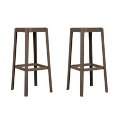 PLOS - Silla Piso Bar Taburete Pack X2 Aliano 75cm Gris Taupe