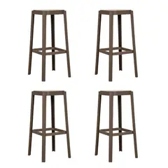 PLOS - Silla Piso Bar Taburete Pack X4 Aliano 75cm Gris Taupe
