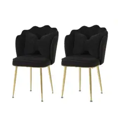 HABITA2 CHILE - Pack de 2 Silla Sitial Fancy terciopelo base Dorada - Negro