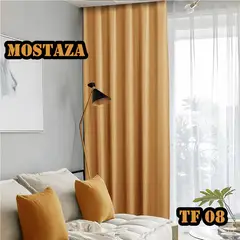 GENERICO - CORTINAS BLACKOUT ENGOMADA UNICOLOR MOSTAZA TF 2 PAÑOS 140X230CM