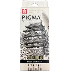 SAKURA - Set de Tiralínea Pigma Micron Negro 6 Grosores