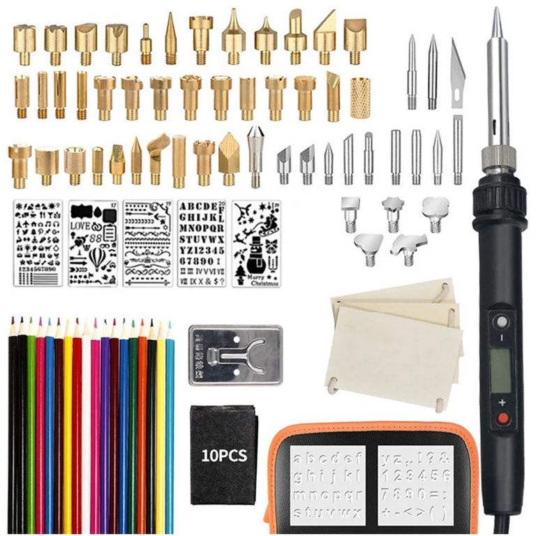 94 Piezas Kit Pluma de pirograbado Estampado madera Tallado Soldadura