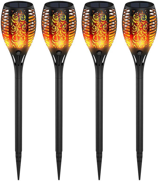 4 Unidades Llama Luz Solar de Exterior para Jardín 4 Pack 33 LED