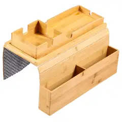 GENERICO - Base reposabrazos sofá bambú portavasos plegable lateral