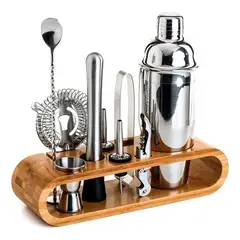 EVERSO - 10 cócteles de bar y cocina con estantes de bambú acero inoxidable