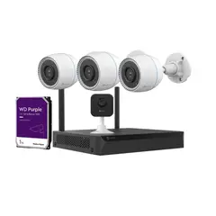 EZVIZ - Kit Cámaras de Seguridad con NVR + 3 H3C + 1 H1C Visión Nocturna y Full HD