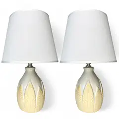 GENERICO - Pack X2 Lámparas Velador Con Pantalla Decoración Dormitorios Ceramica