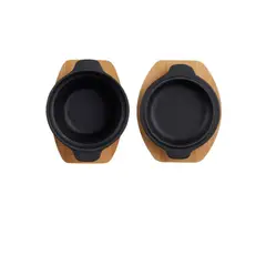 DANGRILL - Set de 2 Fuentes de Fierro Fundido + Tabla de Bambú