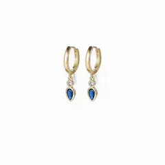 GENERICO - AMBAR JOYAS - Argollas Gota Colgante Azul