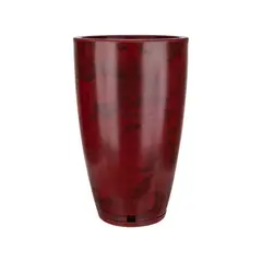 FLORIDIS - MACETERO ROJO EFECTO MARMOL AMSTERDAM 65CM ALTO CON PLATO