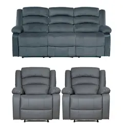 DANIELS - Living Reclinable 1 Sofá 3 Cuerpos + 2 Bergers Gris New Martell 8040FFGR