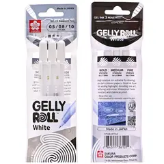 SAKURA - Set de lápices gel Gelly Roll 3 grosores Blanco