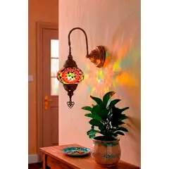 TURKUAZ - Lámpara turca de pared S cicek multicolor + ampolleta