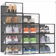 MOMO - Caja Organizadora De Zapatos Apilables Set 4 Unidades Color negro