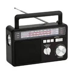 TECNOLAB - Radio Portatil Panel Solar LED USB SW AM FM Negro