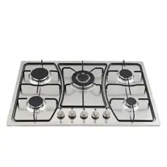 MUNDO MAGIA - Parrilla Empotrable Estufa 5 Quemadores Gas Acero Inoxidable