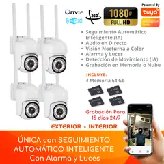 D MOTICA - Kit 4 Cámaras Wifi Inteligente Full Hd Motorizada + Memorias
