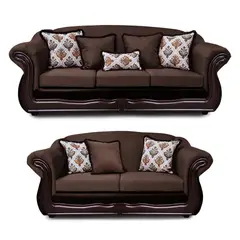 AMERICA DECORA - Living Con Resorte Estructural Búfalo 7 Cuerpos 4+3 Chenille+PU