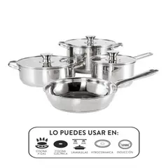 ROICHEN - Batería de Cocina 7pzs Acero Inoxidable Infinity