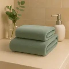 COSAS CASA - Pack 2 Toalla Verde Microfibra 100x140