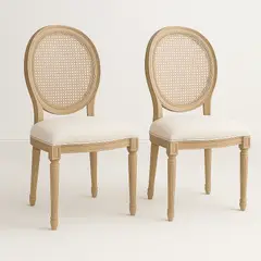 KLIK - Pack de 2 Sillas de Comedor Madera Acolchada Luis XV