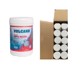 VULCANO - Cloro para piscina tableta triple acción 1kg 10 un