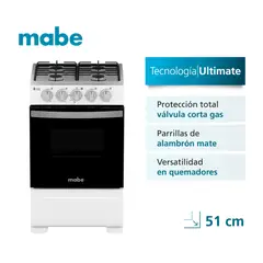 MABE - Cocina a Gas 4 platos 51cm válvula corta gas CMC20ABX-7