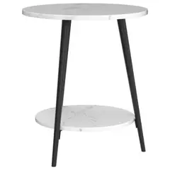 PITAYA - Mesa de Centro Redonda 40x40x52CM Color Blanco Con Patas Negras