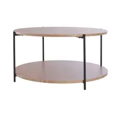 DAY - Mesa de Centro Redonda con Doble Cubierta MDF y Metal