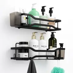 CASATUA - Organizador De Ducha Repisa Baño Adhesivo Set 2 Inoxidable - Negro