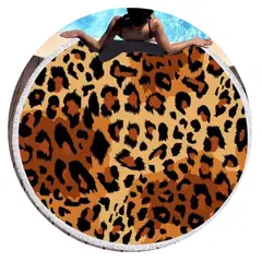 GENERICO - Toalla de playa redonda de animal print con flecos