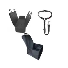 PRO OUTDOOR - Pack Mascota 1 (Cubre Asientos, Asiento para mascotas y Correa Leash)