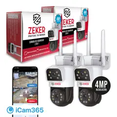 ZEKER - Pack X2 Camara De Seguridad 5g Doble 8mp Impermeable