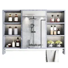 PITAYA - Mueble De Baño Organizador De 6 Repisas Con Espejo 90 x 12 x 70 cm