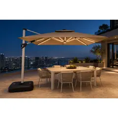 GENERICO - Quitasol Giratorio con LED Solar para Jardín y Terraza