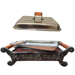 KAS - Parrilla Brasero para Mesa con Tapa Feliz Día Papá