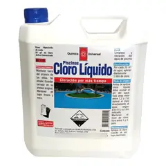 QUIMICA UNIVERSAL - Cloro Para Piscina Liquido 5 Litros Rápido Química Universal