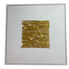 GENERICO - Cuadro decorativo blanco dorado 80x80
