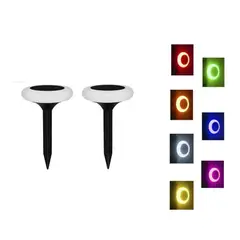 LISM - X2 Luz Led Lampara Solar Estaca 7 Color Rgb 5050 Jardin