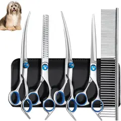 GENERICO - 5 En 1 Tijeras Profesionales Para Pelar Perros Con Bolsa