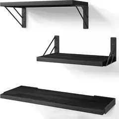 EINICIO - 3pc Repisas Flotantes Estante Para Montar En La Pared-Negro