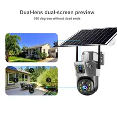 GENERICO - Cámara De Seguridad Solar Wifi Doble Lente 4mp En Español