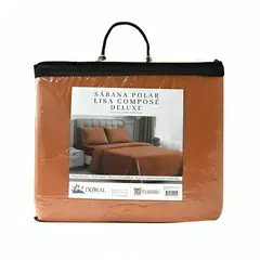 DORAL - Sábanas Polar Composé 1.5 Plazas / Bicolor Terracota –