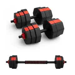 GENERICO - Set Mancuernas + Barra Juego Pesas 20 Kg 2en1 Discos De Pvc