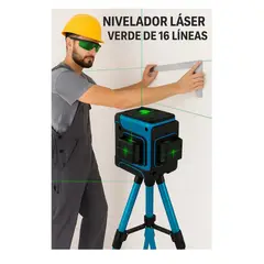 GENERICO - Nivel Laser 16 Lineas Verde 360 + Tripode Ajustable 1.5 Mts
