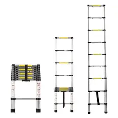 LERNEN - Escalera Telescópica Plegable 2.6 Metros Color Gris