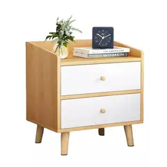 MUNDO MAGIA - Velador Con 2 Cajones 37x30x48cm Estilo Moderno Marron Mdf