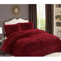 ATLAS - Cubrecama Peludo Rojo 2 Plazas