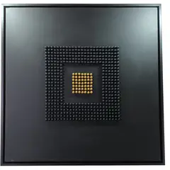 GENERICO - Cuadro decorativo esferas de madera negro dorado 80x80