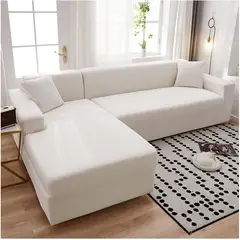 GENERICO - FUNDA TIPO L CUADRILLE SILLON MEDIANO MODULARES 2 PIEZAS BLANCO MP